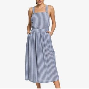 Roxy Blue and White Striped Midi Dress